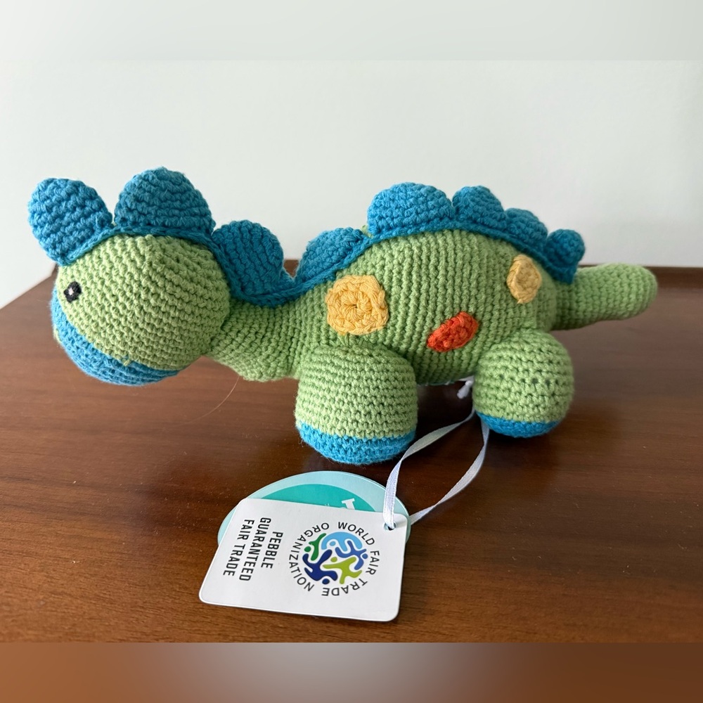 Pebblechild Handmade Crochet Fair Trade Green Dinosaur Toy